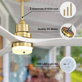 ZUN Indoor 52 Inch Ceiling Fan With Dimmable Led Light 6 Speed Remote Gold 3 Wood Blade Reversible DC W934P145947