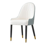 ZUN Dining Chair with PU Leather white green solid wood metal legs W50960342