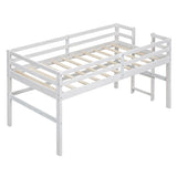 ZUN Wood Twin Size Loft Bed with Side Ladder, Antique White WF312787AAK