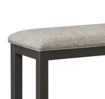 ZUN Casual Dining Counter Height Bench 1pc Gunmetal Gray-Finished Wood Gray Fabric-Covered Padded Seat B01146346