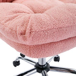 ZUN Teddy Velvet Makeup Pink Home Office Chair Bling Desk, Nail Desk for Women,Vanity Chair, Adjustable W1733110159