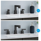 ZUN Matte Black Widespread Bathroom Faucet, Waterfall Bathroom Faucets for Sink 3 Hole, 2-Handles Modern 17348866