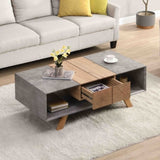 ZUN 43.31'' Luxury Coffee Table with Drawer, Farmhouse & Industrial Table, Rectangular Table for Living W1071134257