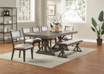 ZUN Ash Gray Contemporary Solid wood Veneer Dining Room 1pc Bench Cream Cushion Seat Unique Legs Bench B011P160336