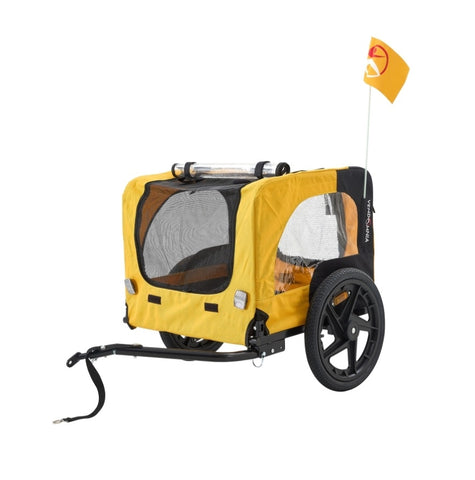 ZUN Yellow Outdoor Heavy Duty Foldable Utility Pet Stroller Dog Carriers Bicycle Trailer W136458017