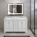 ZUN 60'' Bathroom Vanity with Carrara Natural Marble Top and Backsplash, Bathroom Storage Cabinet with W1059P155240