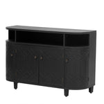 ZUN U_Style Curved Design Storage Cabinet made of Fraxinus Mandschuric Solid Wood Veneer, Featuring Four WF311378AAB