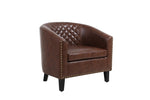 ZUN COOLMORE accent Barrel chair living room chair with nailheads and solid wood legs Brown pu leather W39521227