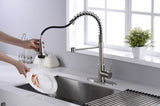 ZUN Two-Handle Kitchen Faucet with Pull-Out Side Sprayer, 360 Swivel 304 Stainless steel, 4-hole 8 inch W1083134986