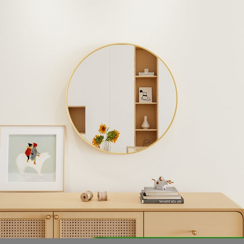 ZUN 28" Wall Circle Mirror for Bathroom, Gold Round Mirror for Wall, 28 inch Hanging Round Mirror for 56015913