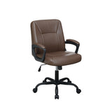ZUN Adjustable Height Office Chair with Padded Armrests, Brown SR011681