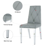 ZUN Modern simple light luxury dining chair Grey chair Home bedroom stool back PU electroplated chair W210122522