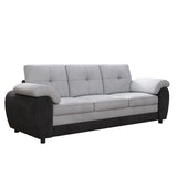ZUN 81.9″ Large size Three Seat Sofa,Modern Upholstered,Black leather paired with light gray velvet W1767132489