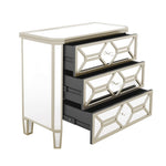 ZUN Elegant Mirrored 3-Drawer Chest with Golden Lines Storage Cabinet for Living Room, Hallway, Entryway WF302315AAN