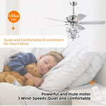 ZUN 52 inch 4 Lights Ceiling Fan with 5 Wood Blades, Two-color fan blade, AC Motor, Remote Control, W1592123233