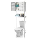 ZUN FCH Bamboo 2 Doors 1 Shelf Toilet Cabinet Bathroom Cabinet White 75567921