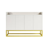 ZUN Stylish and Functional 4-Door Storage Cabinet with Square Metal Legs and Particle Board Material,for W75784357