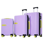 ZUN Contrast Color 3 Piece Luggage Set Hardside Spinner Suitcase with TSA Lock 20" 24' 28" Available PP311618AAI