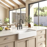 ZUN Farmhouse/Apron Front White Ceramic Kitchen Sink 56380764