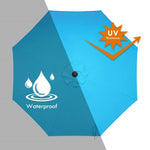 ZUN 9 Ft Patio Umbrella Title Led Blue Adjustable Large Beach Umbrella For Garden Outdoor Uv Protection W1828140338