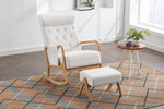 ZUN COOLMORE Rocking With Ottoman, Mid-Century Modern Upholstered Fabric Rocking Armchair, Rocking W153967872