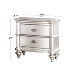 ZUN Wood Nightstand with 2 Drawer in Antique Silver SR014390