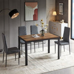 ZUN Modern Minimalist Style Dining Table MDF wooden Top Black Metal Shelf Metal Dining Room Kitchen W29981010