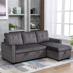 ZUN 77 Inch Reversible Sectional Storage Sleeper Sofa Bed L-Shape 2 Seat Sectional Chaise With Storage W120343143