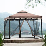 ZUN TOPMAX 9.8Ft. Wx9.8Ft.L Outdoor Iron Vented Dome Top Patio Gazebo with Netting for Backyard, WF280541AAD