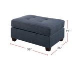 ZUN Fabric Cocktail Ottoman with Button Tufted Seat in Dark Blue B01682381
