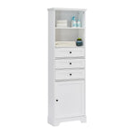 ZUN White Tall Storage Cabinet with 3 Drawers and Adjustable Shelves for Bathroom, Kitchen and Living WF298151AAK