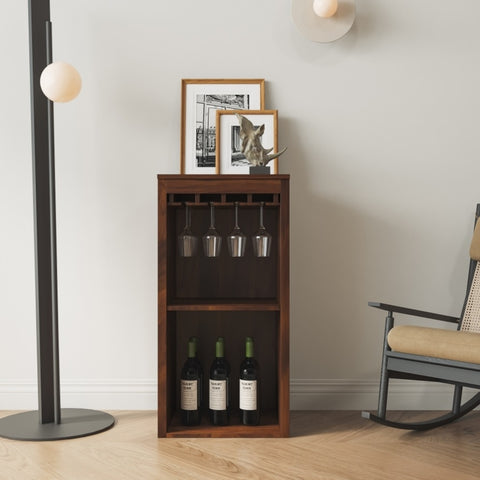 ZUN Brown walnut color modular wine bar Cabinet with Storage Shelves with Hutch for Dining Room W1778133398