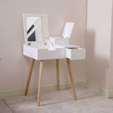 ZUN Wooden Vanity Desk Flip-top Dressing Mirror Writing table Computer Desk,White KHR40002WH