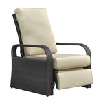 ZUN Outdoor Recliner, Automatic Adjustable Wicker Lounge Recliner Chair with Comfy Thicken Cushion, All W1889109402