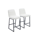 ZUN Low Bar Stools Set of 2 Bar Chairs for Living Room Party Room Kitchen,Upholstered PU Kitchen W1439125952