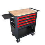 ZUN 4 DRAWERS MULTIFUNCTIONAL TOOL CART WITH WHEELS AND WOODEN TOP W110265906