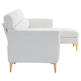 ZUN 282*142*88cm Pushback Chair Shape Four Seats with Footstool Boucle Yarn Diamond Electroplated Gold 98104534