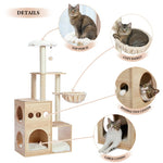 ZUN Modern Luxury Cat Tree Wooden Multi-Level Cat Tower Cat Sky Castle With 2 Cozy Condos, Cozy Perch, 30428958