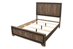 ZUN Oak Finish 1pc Queen Size Bed High Headboard MDF Particle Board Bedroom Furniture Bedframe Unique B011137847
