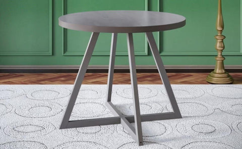 ZUN TOPMAX Mid-Century Wood Round Dining Table with X-shape Legs for Small Places, Gray WF282700AAE