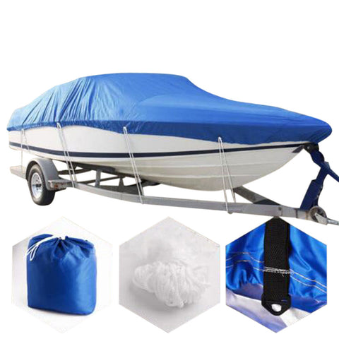 ZUN 17-19ft 210D Oxford Fabric High Quality Waterproof Boat Cover with Storage Bag Blue 20960510