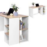 ZUN 47.2" Computer Desk with 5 Storage Shelves, Modern Study Writing Desk for Small Spaces Gaming Desk, W131470742