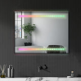 ZUN FCH 36*28in Symphony Elements Aluminum Alloy Rectangular Built-In Light Strip With Anti-Fog Touch 52597304