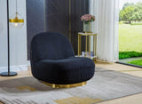 ZUN Modern Velvet Swivel Accent Chair, Swivel Barrel Chair with Gold Finish Stainless Steel Base W1311113499