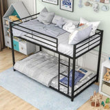 ZUN Metal Bunk Bed Twin Over Twin, Bunk Bed Frame with Safety Guard Rails, Heavy Duty Space-Saving W84063609