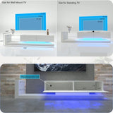 ZUN TV Console with Storage Cabinets, Full RGB Color 31 Modes Changing Lights Remote RGB LED TV Stand, W1701105065