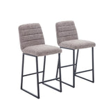 ZUN Low Bar Stools Set of 2 Bar Chairs for Living Room Party Room,Upholstered Linen Fabric W1439125954