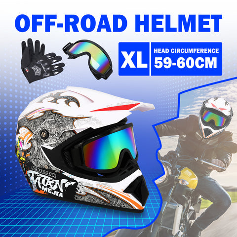 ZUN Adult Motorcycle ATV DOT Helmets With Gloves + Goggles Motocross Off Road Helmet For Dirt Bike Full 80017051