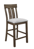 ZUN 2pc Brown Oak & Gray Fabric Counter Dining Chair Rustic Farmhouse Style Standard Dining B011P148060