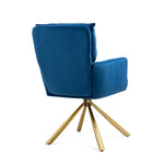 ZUN Dark Blue Velvet Contemporary High-Back Upholstered Swivel Accent Chair W116470746